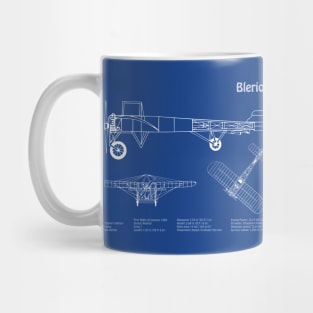 Bleriot XI - Louis Bleriot Airplane Blueprint Plan - ADpng Mug